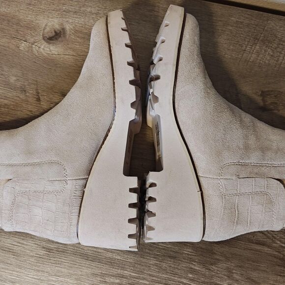 Dolce Vita Boots Womens Size 8.5 Ivory Suede Chelsea Wedge Lug Sole Pull On - Picture 8 of 16